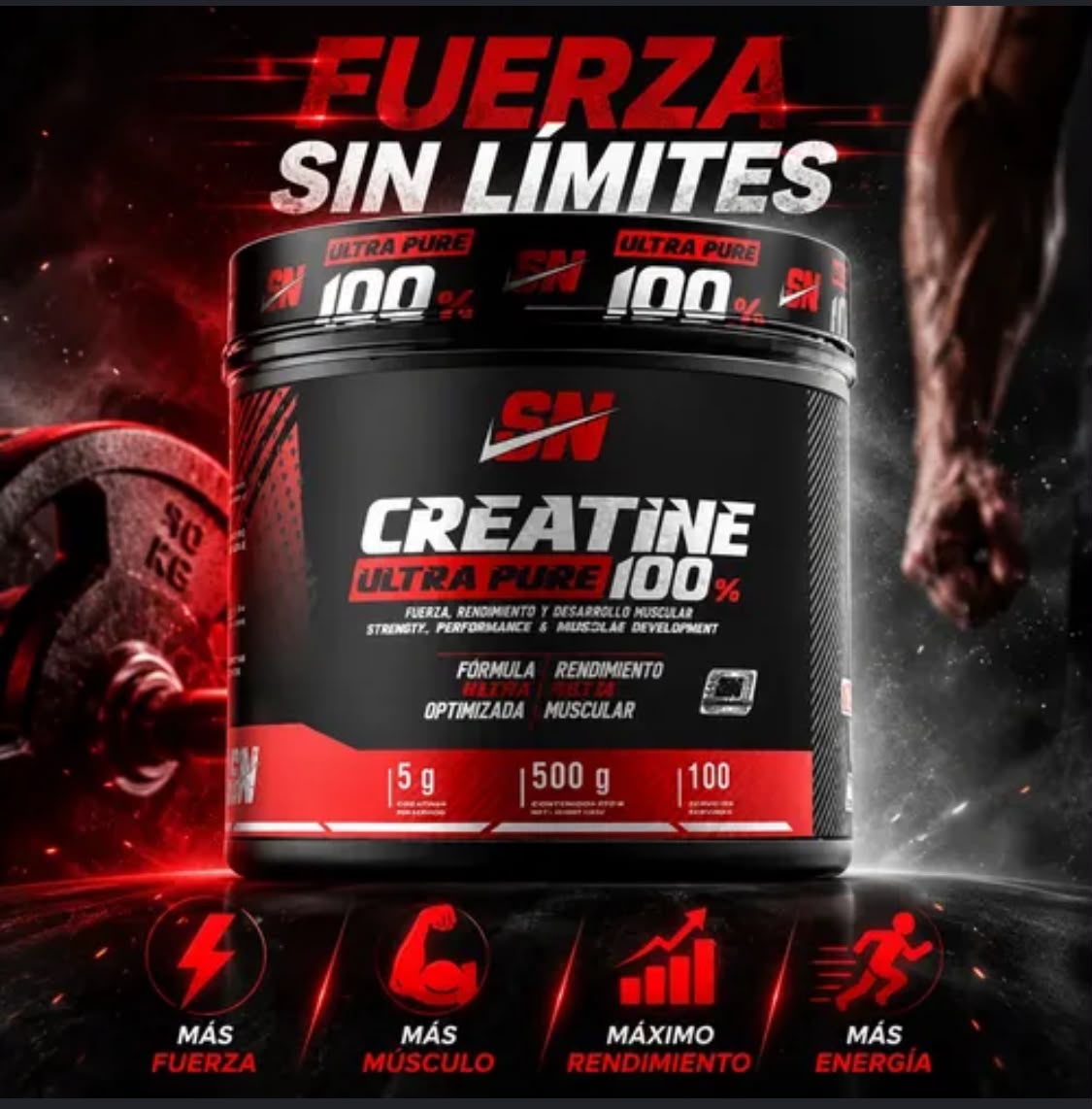 Creatina Ultra Pure 100% SN – 500 g (100 porciones)